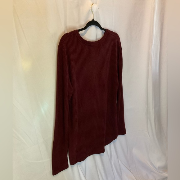 Women’s Plus Size Burgundy Waffle Knit Long Sleeves with side knot size 2XL - Picture 7 of 9